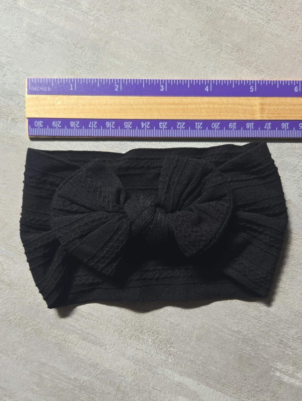Baby Toddler Black Cable Knit Bow Headband Stretchy Wide Kids Top Knot Hair Band